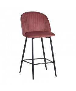 Σκαμπό μπαρ Barow pakoworld βελούδο σε σάπιο μήλο απόχρωση με μαύρα μεταλλικά πόδια 53x46.5x96.5