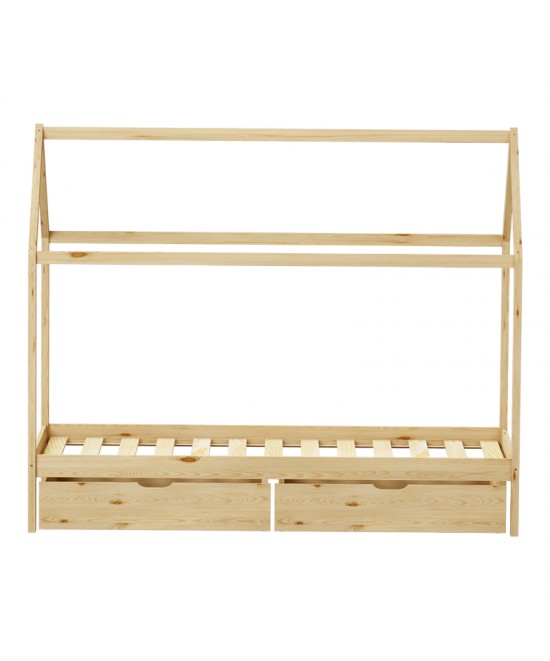 Παιδικό κρεβάτι Mellin τ.Montessori με 2 συρτάρια pakoworld ξύλο πεύκου σε φυσική απόχρωση 90x190εκ