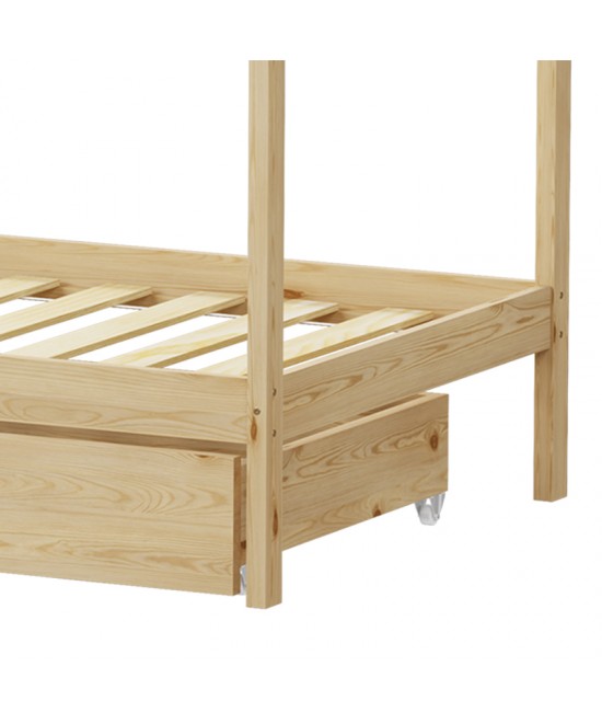 Παιδικό κρεβάτι Mellin τ.Montessori με 2 συρτάρια pakoworld ξύλο πεύκου σε φυσική απόχρωση 90x190εκ