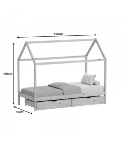 Παιδικό κρεβάτι Mellin τ.Montessori με 2 συρτάρια pakoworld ξύλο πεύκου σε φυσική απόχρωση 90x190εκ
