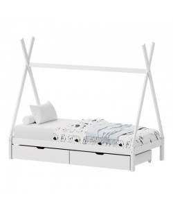 Παιδικό κρεβάτι Lalitto τ.Montessori με 2 συρτάρια pakoworld ξύλο πεύκου σε λευκή απόχρωση 90x190εκ