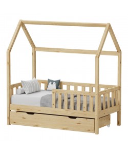 Παιδικό κρεβάτι Bendina τ.Montessori με συρτάρι pakoworld ξύλο πεύκου σε φυσική απόχρωση 70x140εκ