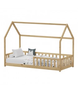 Παιδικό κρεβάτι Callan τ.Montessori με κιγκλίδωμα pakoworld ξύλο πεύκου σε φυσική απόχρωση 90x190εκ