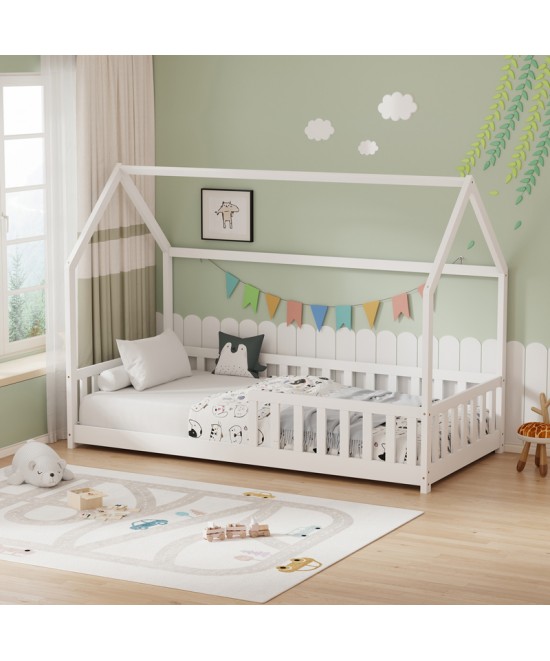 Παιδικό κρεβάτι Callan τ.Montessori με κιγκλίδωμα pakoworld ξύλο πεύκου σε λευκή απόχρωση 90x190εκ Παιδικό κρεβάτι Callan τ.Montessori με κιγκλίδωμα pakoworld ξύλο πεύκου σε λευκή απόχρωση 90x190εκ