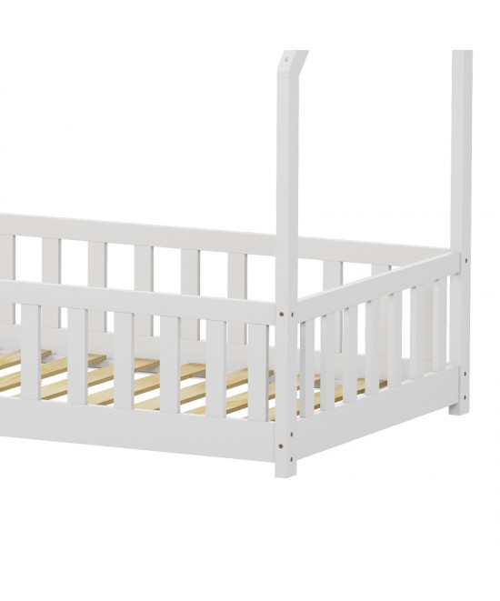 Παιδικό κρεβάτι Callan τ.Montessori με κιγκλίδωμα pakoworld ξύλο πεύκου σε λευκή απόχρωση 90x190εκ Παιδικό κρεβάτι Callan τ.Montessori με κιγκλίδωμα pakoworld ξύλο πεύκου σε λευκή απόχρωση 90x190εκ