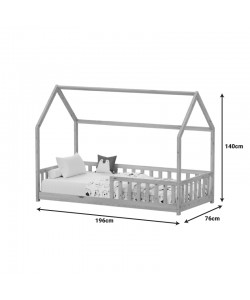 Παιδικό κρεβάτι Callan τ.Montessori με κιγκλίδωμα pakoworld ξύλο πεύκου σε λευκή απόχρωση 90x190εκ