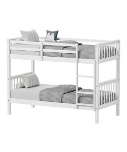 Παιδικό κρεβάτι κουκέτα Nani pakoworld ξύλο πεύκου σε λευκή απόχρωση 90x190εκ