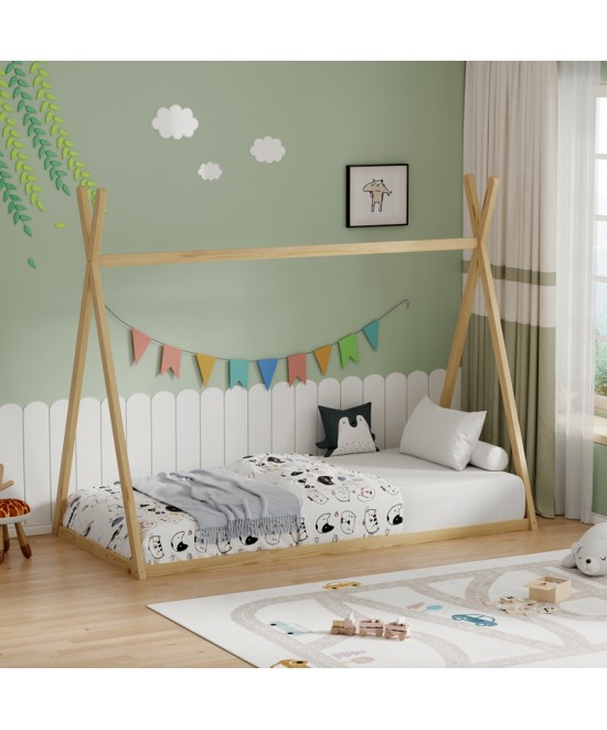 Παιδικό κρεβάτι Lilly τ.Montessori  pakoworld ξύλο πεύκου σε φυσική απόχρωση 90x190εκ