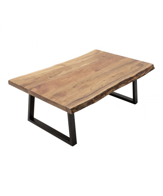 Τραπέζι Miles Slim pakoworld μασίφ ξύλο ακακίας σε φυσική απόχρωση με μαύρα μεταλλικά πόδια 115x60x45εκ