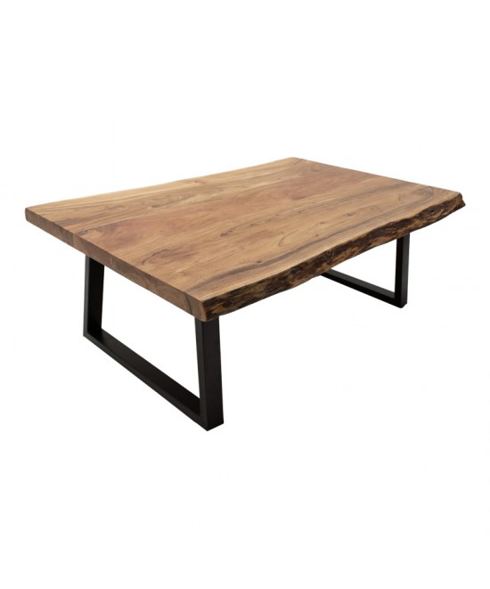 Τραπέζι Miles Slim pakoworld μασίφ ξύλο ακακίας σε φυσική απόχρωση με μαύρα μεταλλικά πόδια 115x60x45εκ