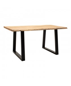 Τραπέζι Miles Slim pakoworld μασίφ ξύλο ακακίας σε φυσική απόχρωση με μαύρα μεταλλικά πόδια 180x90x76εκ