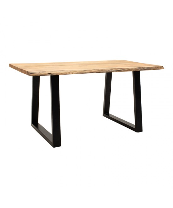 Τραπέζι Miles Slim pakoworld μασίφ ξύλο ακακίας σε φυσική απόχρωση με μαύρα μεταλλικά πόδια 180x90x76εκ
