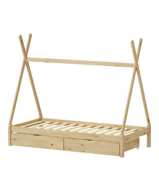Παιδικό κρεβάτι Lalitto τ.Montessori με 2 συρτάρια τ.Montessori  pakoworld ξύλο πεύκου σε φυσική απόχρωση 90x190εκ
