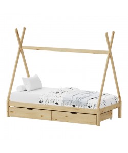 Παιδικό κρεβάτι Lalitto τ.Montessori με 2 συρτάρια τ.Montessori  pakoworld ξύλο πεύκου σε φυσική απόχρωση 90x190εκ
