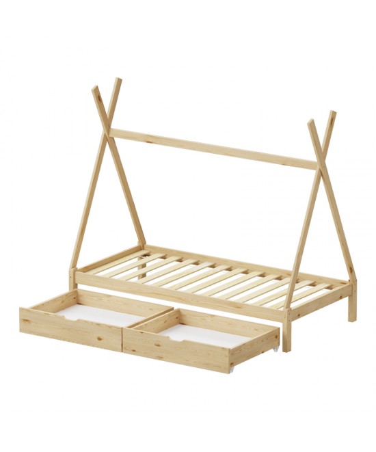 Παιδικό κρεβάτι Lalitto τ.Montessori με 2 συρτάρια τ.Montessori  pakoworld ξύλο πεύκου σε φυσική απόχρωση 90x190εκ