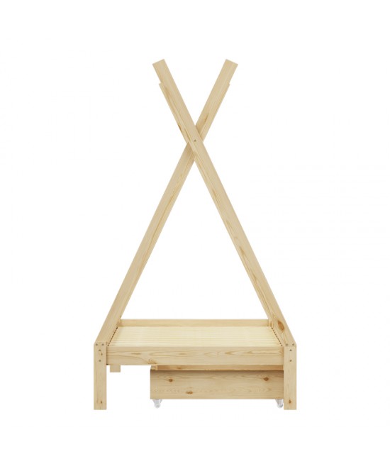 Παιδικό κρεβάτι Lalitto τ.Montessori με 2 συρτάρια τ.Montessori  pakoworld ξύλο πεύκου σε φυσική απόχρωση 90x190εκ
