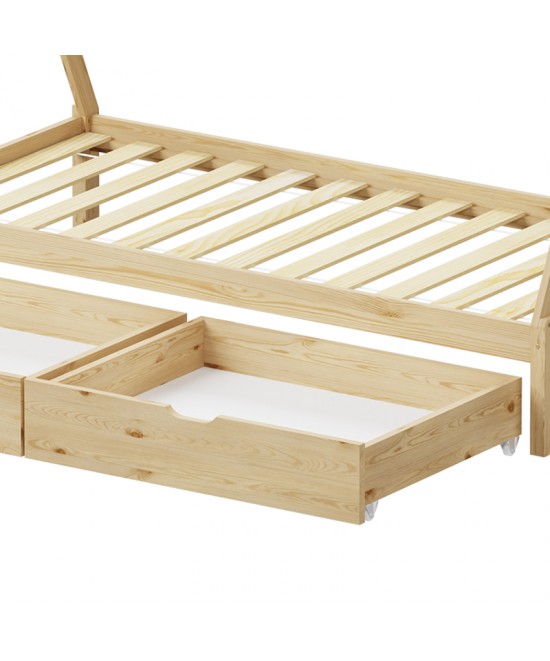 Παιδικό κρεβάτι Lalitto τ.Montessori με 2 συρτάρια τ.Montessori  pakoworld ξύλο πεύκου σε φυσική απόχρωση 90x190εκ