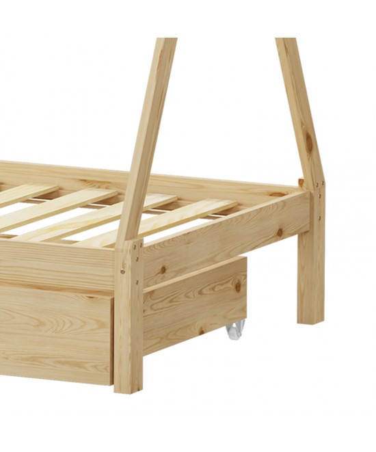 Παιδικό κρεβάτι Lalitto τ.Montessori με 2 συρτάρια τ.Montessori  pakoworld ξύλο πεύκου σε φυσική απόχρωση 90x190εκ