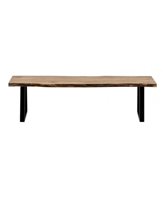 Παγκάκι Miles Slim pakoworld  μασίφ ξύλο ακακίας σε φυσική απόχρωση με μαύρα μεταλλικά πόδια 160x40x45εκ