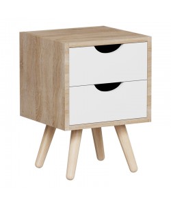 Κομοδίνο Selma pakoworld ξύλο πεύκου σε sonoma-λευκή απόχρωση 29.7x29.7x45εκ