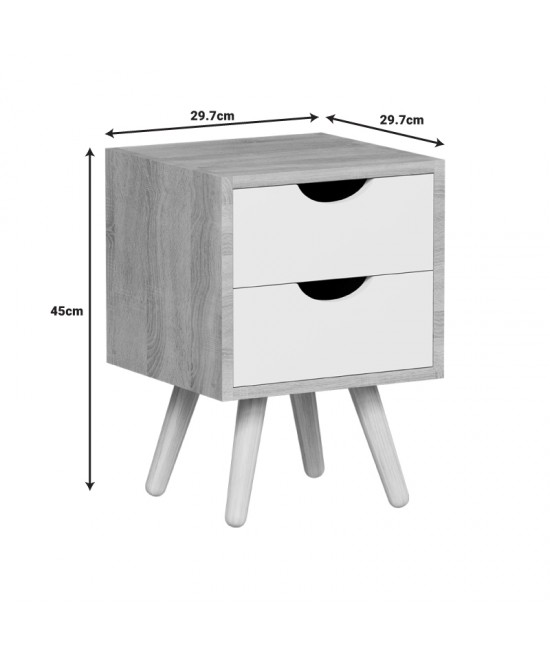 Κομοδίνο Selma pakoworld ξύλο πεύκου σε sonoma-λευκή απόχρωση 29.7x29.7x45εκ Κομοδίνο Selma pakoworld ξύλο πεύκου σε sonoma-λευκή απόχρωση 29.7x29.7x45εκ