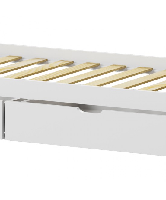 Παιδικό κρεβάτι Mellin τ.Montessori με 2 συρτάρια pakoworld ξύλο πεύκου σε λευκή απόχρωση 90x190εκ