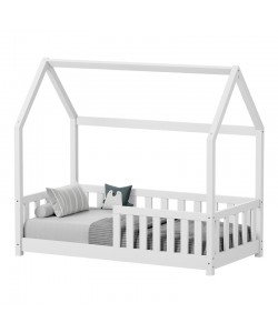 Παιδικό κρεβάτι Bambie με κιγκλίδωμα τ.Montessori pakoworld ξύλο πεύκου σε λευκή απόχρωση 70x140εκ