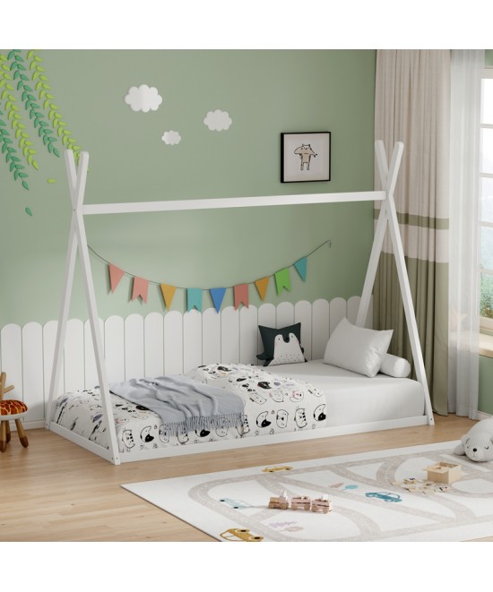 Παιδικό κρεβάτι Lilly τ.Montessori pakoworld ξύλο πεύκου σε λευκή απόχρωση 90x190εκ