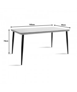 Τραπεζαρία Naoki-Tanish σετ 7τεμ pakoworld μέταλλο μαύρο-pe φυσικό-γυαλί 160x90x78εκ