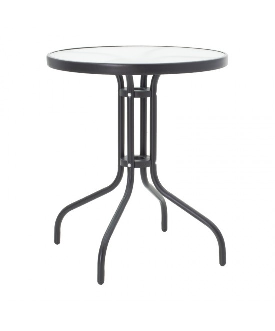 Τραπεζαρία Sussie- Watson pakoworld σετ 3τεμ μέταλλο μαύρο-γυαλί Φ60x70εκ