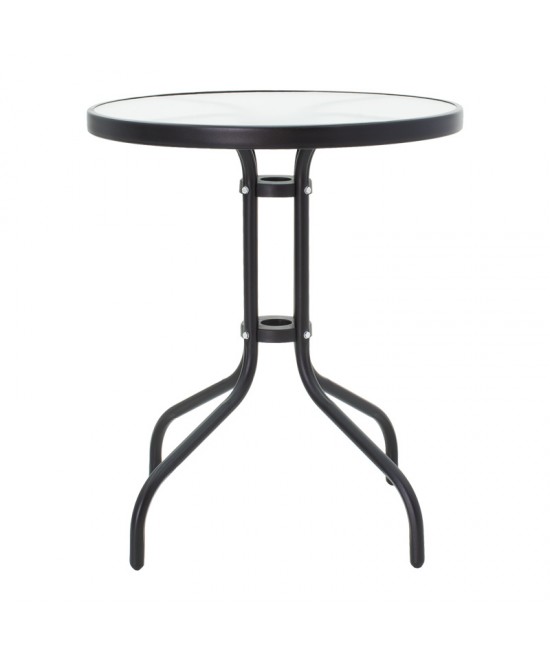 Τραπεζαρία Sussie- Watson pakoworld σετ 3τεμ μέταλλο μαύρο-γυαλί Φ60x70εκ