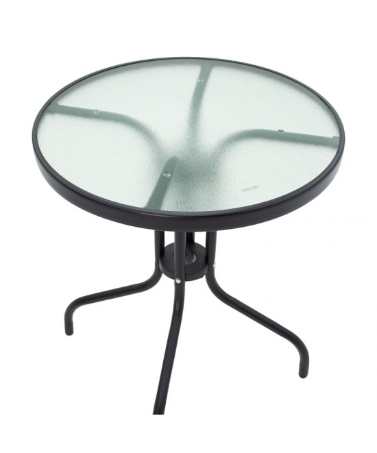 Τραπεζαρία Sussie- Watson pakoworld σετ 3τεμ μέταλλο μαύρο-γυαλί Φ60x70εκ