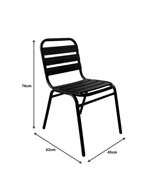 Τραπεζαρία Sussie- Watson pakoworld σετ 3τεμ μέταλλο μαύρο-γυαλί Φ60x70εκ