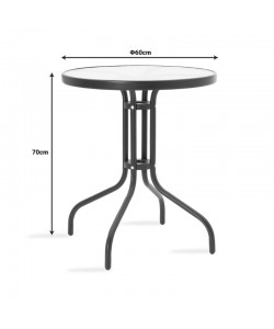 Τραπεζαρία Sussie- Watson pakoworld σετ 3τεμ μέταλλο μαύρο-γυαλί Φ60x70εκ