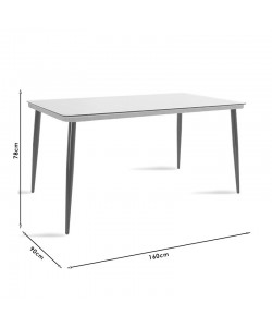 Τραπεζαρία Naoki σετ 7 τεμ pakoworld μέταλλο μαύρο-pe φυσικό-γυαλί 160x90x78εκ