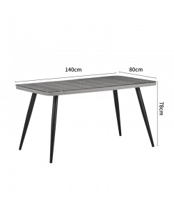 Τραπεζαρία Naoki σετ 5 τεμ pakoworld γυάλινο- pe rattan σε φυσική απόχρωση με μαυρα πόδια 140x80x78εκ