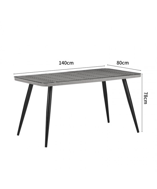 Τραπεζαρία Naoki σετ 5 τεμ pakoworld γυάλινο- pe rattan σε φυσική απόχρωση με μαυρα πόδια 140x80x78εκ