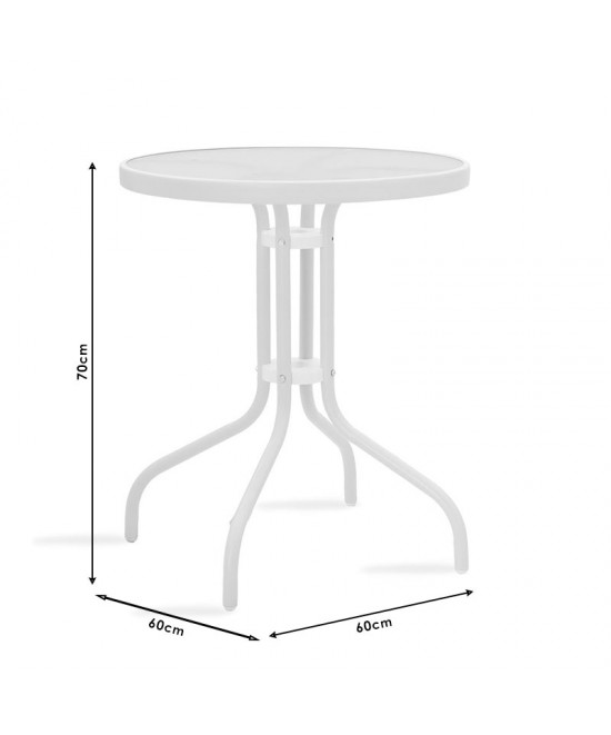 Τραπεζαρία Watson-Tade pakoworld σετ 3τεμ μέταλλο μαύρο-γυαλί Φ60x70εκ