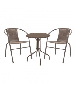 Τραπεζαρία Vergo-Obbi pakoworld καφέ μέταλλο Φ60x70εκ