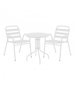 Τραπεζαρία Vergo-Sussie pakoworld σετ 3τεμ λευκό μέταλλο Φ60x70εκ