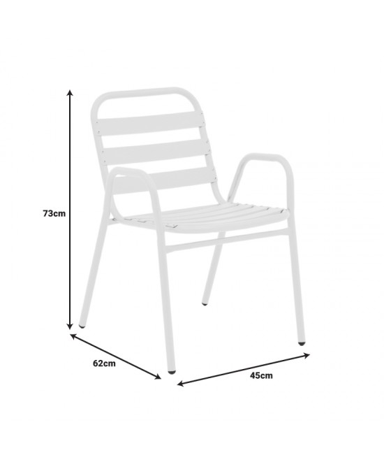 Τραπεζαρία Vergo-Sussie pakoworld σετ 3τεμ λευκό μέταλλο Φ60x70εκ