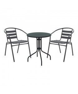 Τραπεζαρία Vergo-Tade pakoworld μαύρο μέταλλο Φ60x70εκ