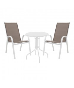 Τραπεζαρία Vergo-Calan pakoworld λευκό μέταλλο Φ60x70εκ