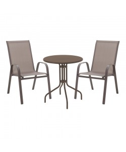 Τραπεζαρία Vergo-Calan pakoworld σετ 3τεμ καφέ μέταλλο Φ60x70εκ