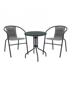 Τραπεζαρία Vergo-Obbi pakoworld μαύρο μέταλλο Φ60x70εκ