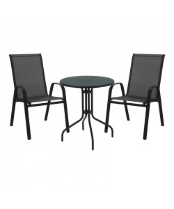 Τραπεζαρία Vergo-Calan pakoworld μαύρο μέταλλο Φ60x70εκ