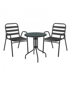 Τραπεζαρία Vergo-Sussie pakoworld μαύρο μέταλλο Φ60x70εκ