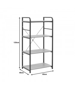 Ραφιέρα επιδαπέδια Depo pakoworld μέταλλο λευκό-mdf σε φυσική απόχρωση 60x40x120εκ