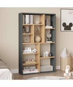 Βιβλιοθήκη Boteca 10θέσεων pakoworld σε φυσική-ανθρακί απόχρωση 75x22x123.6εκ