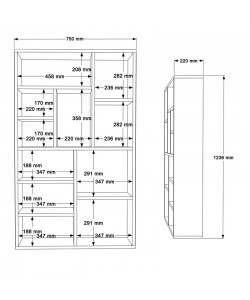 Βιβλιοθήκη Boteca 10θέσεων pakoworld σε φυσική-ανθρακί απόχρωση 75x22x123.6εκ